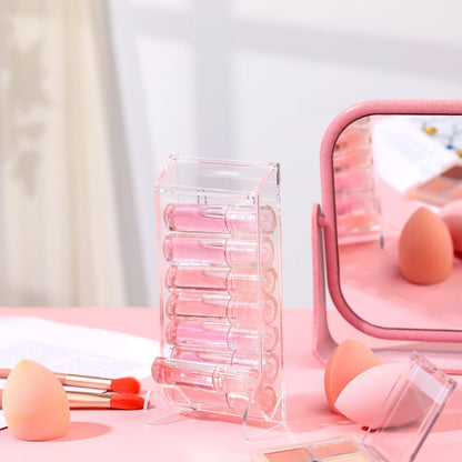 Weysat 2 Pcs Clear Acrylic Lip Balm Dispenser Organizer Holder for Lip Balm Containers Freestanding Counter Display Retail Stand for Lipsticks Glosses (Single Slot)