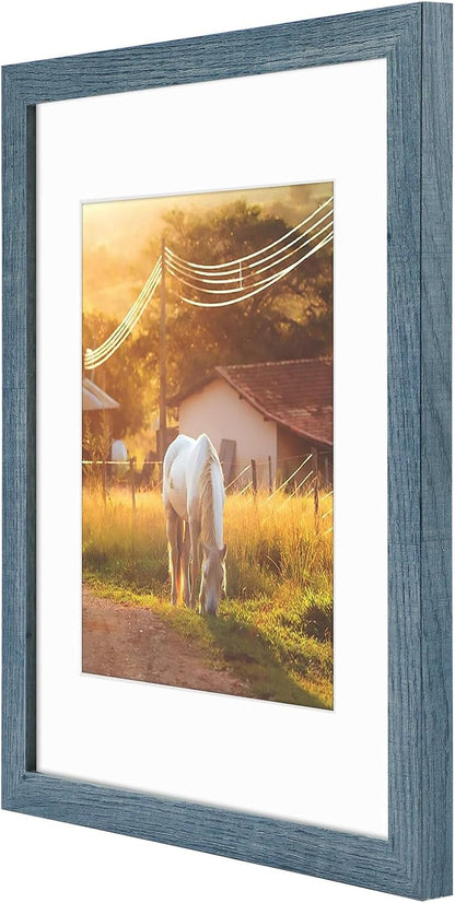 AUEAR 11x14 Picture Frame, Display Pictures 8x10 with Mat or 11x14 Poster Frame, Gallery Wall Photo Frame, Blue