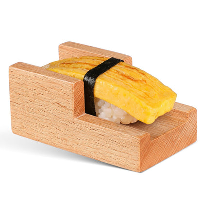 Small Wooden Sushi Hand Roll Holder, U-Shaped Mini Taco Stand for Countertop, Traditional Japanese Temaki Display Rack, Compact Wood Serving Plate for Home Restaurant Party