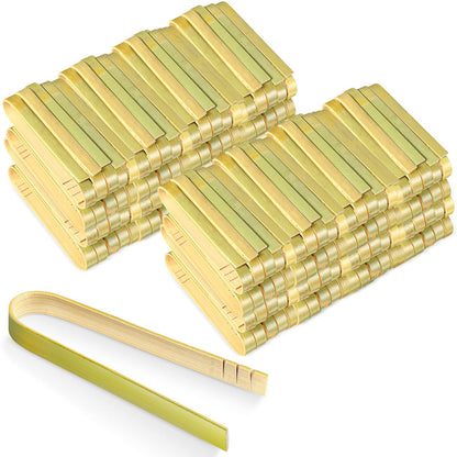 Chengu 240 Pcs Mini Bamboo Tongs Disposable Small Wooden Toaster Tongs Charcuterie Serving Cooking Utensils for Catering Buffet Appetizer Wedding Holiday Party Supplies(4 Inch)
