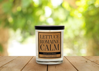 CEDAR CRATE MARKET Lettuce Romaine Calm Scented Soy Candle, 10 Oz. Glass Jar, Citrus, Lavender, Woody