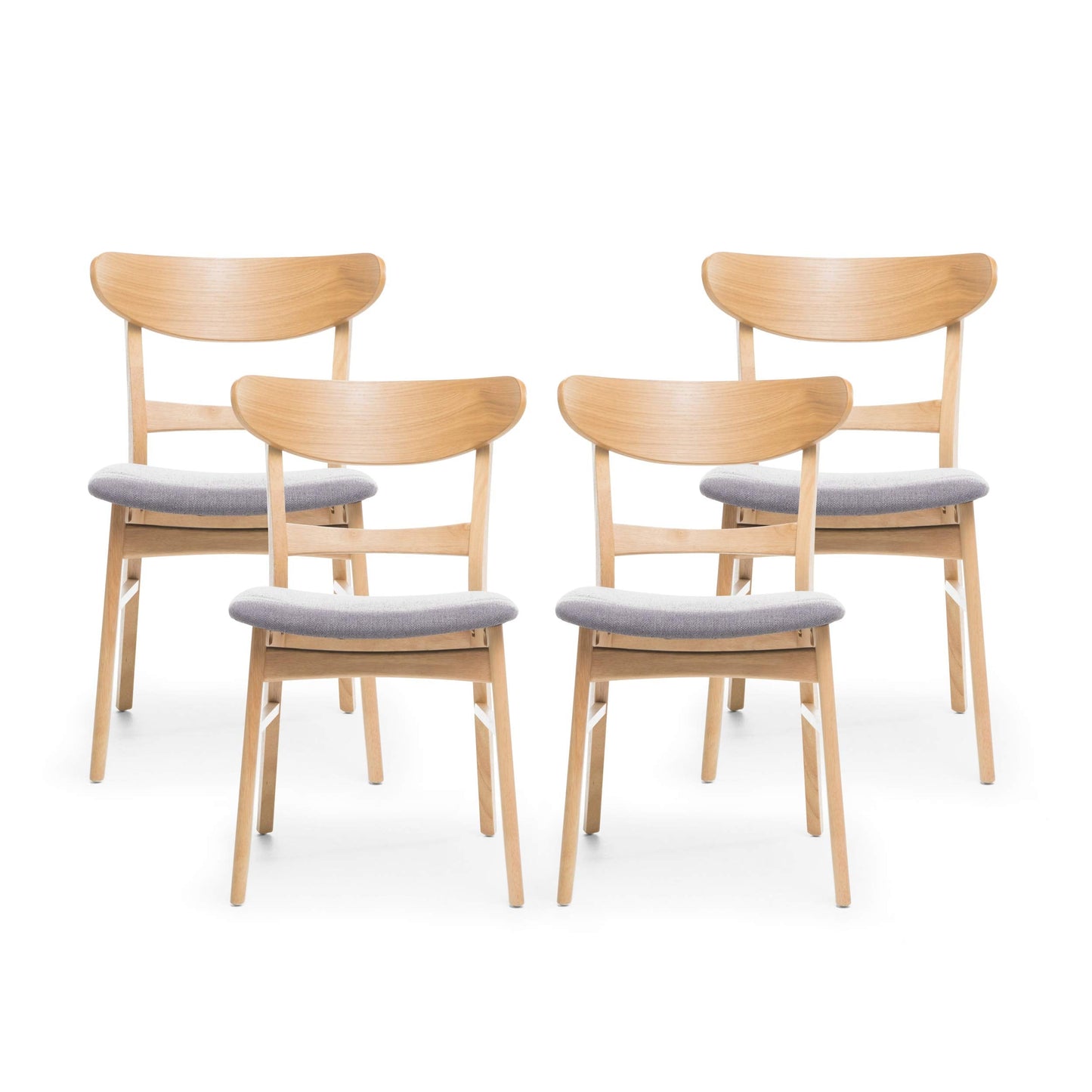 Christopher Knight Home Heather Mid-Century Modern Dining Chairs (Set of 4), Dark Gray and Natural Oak