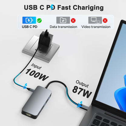 Laptop Docking Station Dual Monitor for Dell/HP/Lenovo/Mac, HDMI Splitter for Dual Monitors Extended Display, Dual Monitor Adapter 4K@60hz, USB C Docking Station for Laptop with HDMI/USB/PD/SD/TF