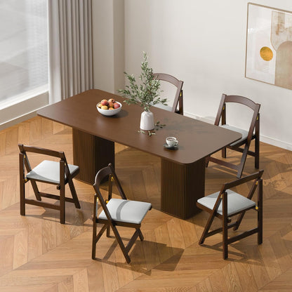 VTV Commercial Wooden Folding Chairs with Padded Cushion,Foldable Portable Chair Bamboo Folding for Indoor and Outdoor