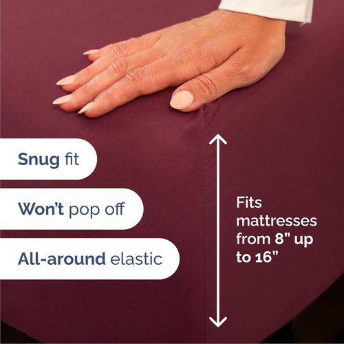 Cal King Size Sheet Set by Hotel Luxury | 4-Piece Comfy, Breathable & Cooling Bedding - Deep Pockets, Soft, Wrinkle-Free - Oeko-Tex Certified - Burgundy