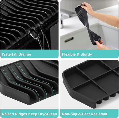AUPTIM Counter Extended Silicone Soap Dish for Shower Bar Soap Holder Soap Tray, Self Draining Soap Dish Soap Saver