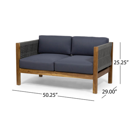 Christopher Knight Home Laurel Modern Outdoor Loveseat Set, Teak and Gray
