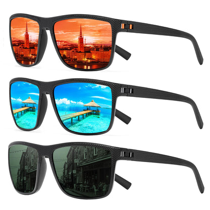 Square Polarized Sunglasses for Men and Women Lightweight Frame Sun Glasses with UV Protection