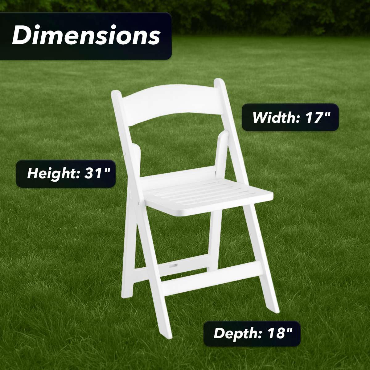 SunSierra 8 Pack, White Resin Folding Chairs with Slatted Seat, Commercial-Grade Event Seating for Weddings, Parties, Picnics, Indoor/Outdoor Use - Durable & Foldable Design