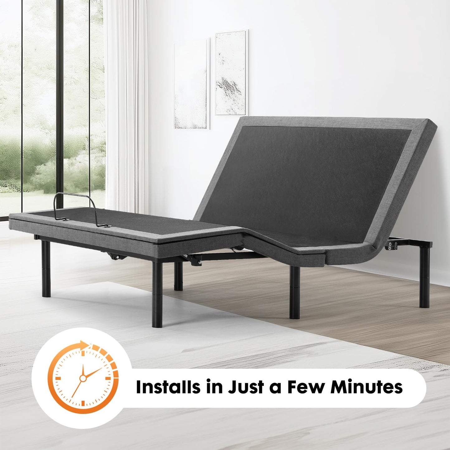 Sweetcrispy Twin XL Adjustable Bed Frame, Ergonomic Electric Base with Wireless Remote and 2 USB Ports, Head and Foot Incline, Zero Gravity, Anti-Snore, Easy Assembly
