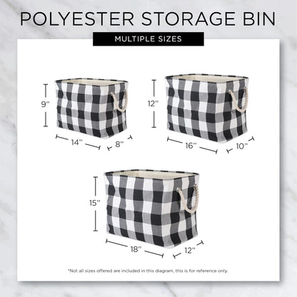 DII Collapsible Variegated Polyester Storage Bin, Medium Cream with Cotton Handles
