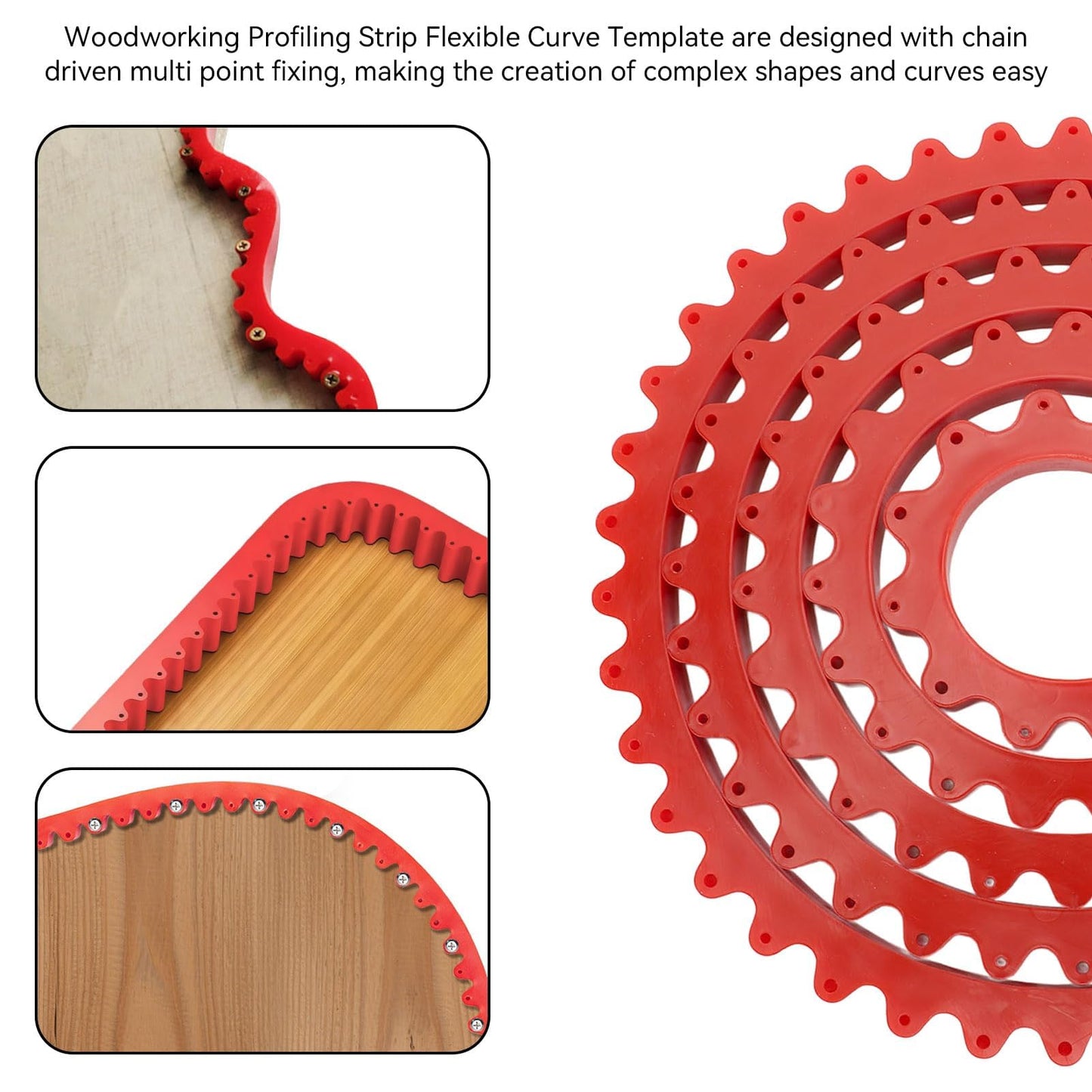 Woodworking Profiling Strip Flexible Curve Template Profiling Strip Gear Driven Curve Template Guide Adjustable Fixed Complex Shape Contour Tool (78.74inch)