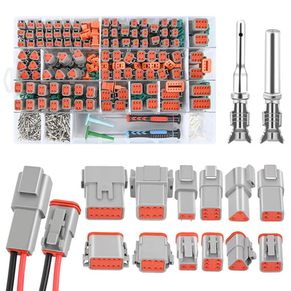 Nilight 2 3 4 6 8 12 PIN DT Connector Kit 50 Sets Size 16 Stamped Formed Contacts for 14-18 AWG Wires DT Series w/Removal Tool for Car Truck Motorcycle Off-Road Vehicles Boat
