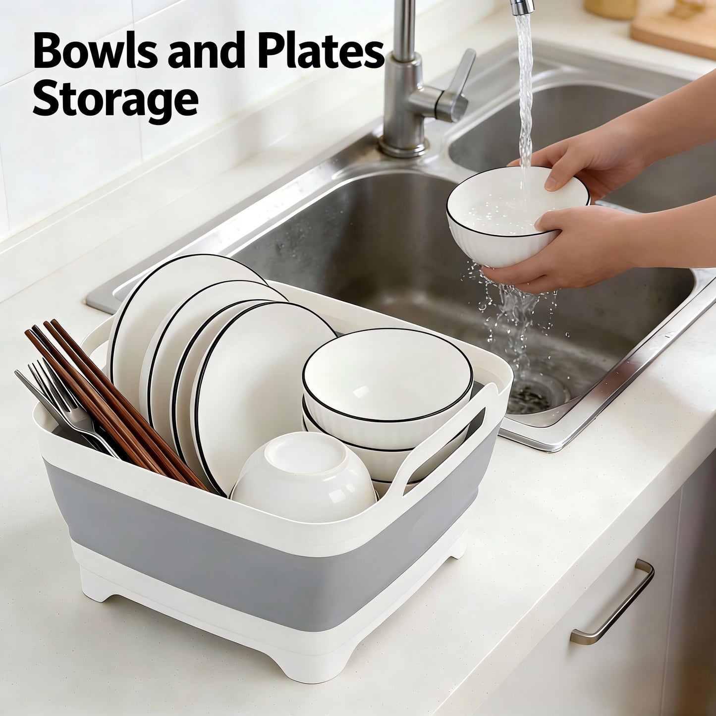Sipobuy Foldable Sink Vegetable Fruit Bowl Dish Washing Storage Basin Basket, Portable Space-Saving for Kitchen, RV, Campers, and Travel Trailers