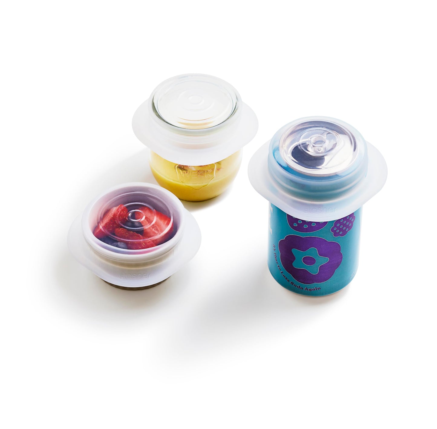 Stasher Premium Reusable Silicone Stretch Lids Variety 4-Pack, Clear, 9, 6.5, 4.5, 2.5, Airtight Seal, Food Container Covers, BPA Free, Leak-free, Dishwasher Safe, Microwave Safe, Eco-Friendly