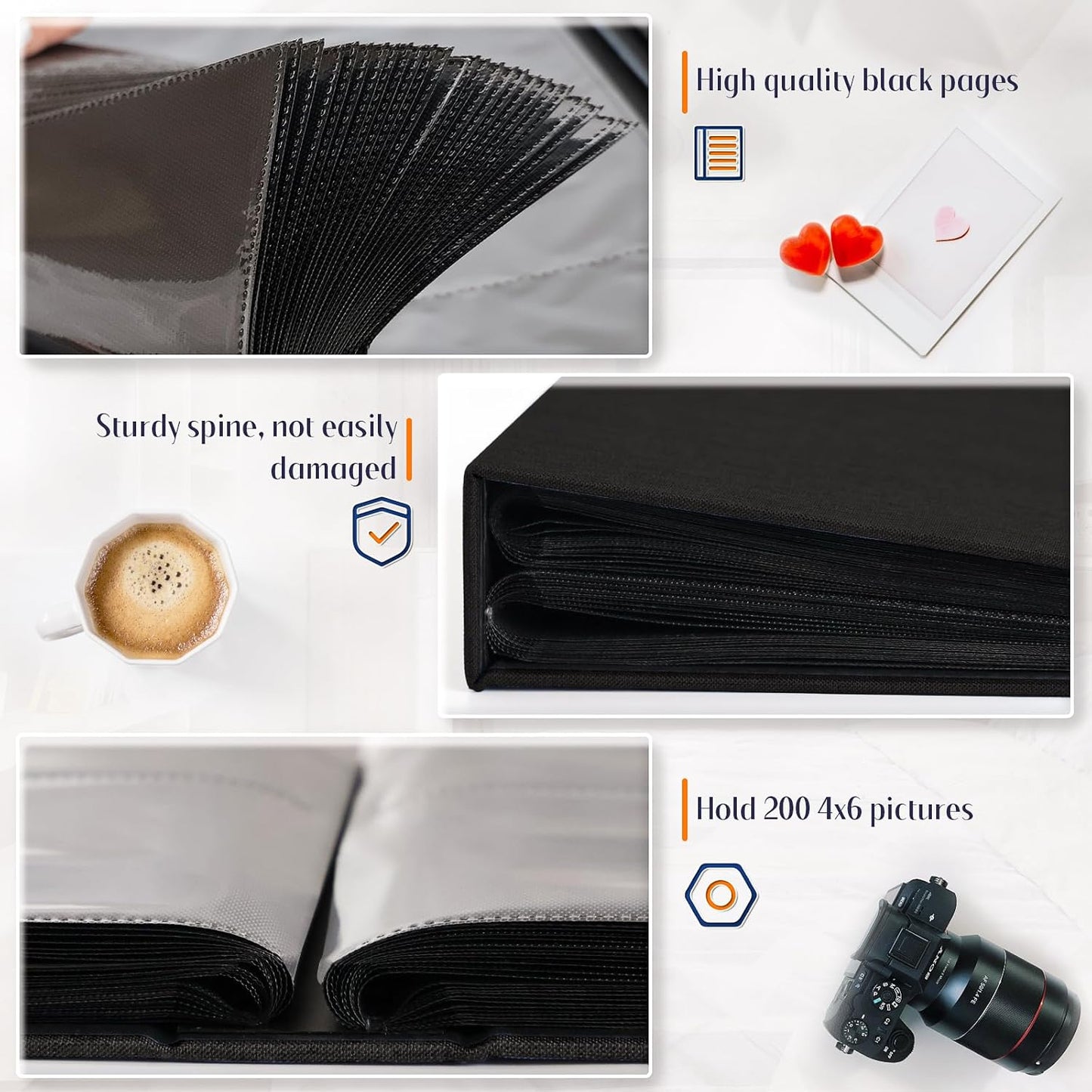 popotop 4x6 Photo Album, 200 Pockets Linen Hardcover Picture Album for Family Wedding Baby Vacation Pictures