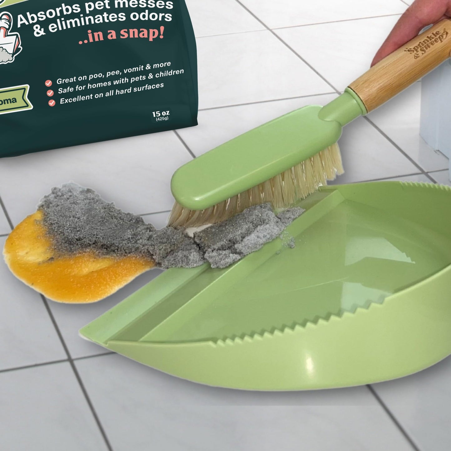 Dog Pee Cleaner | Pet Accident Cleanup Powder | Vomit Cleanup Kit for Hard Surfaces | Puppy Potty Training Aid | Dog Diarrhea Accident Absorbent | Non-Toxic Odor Remover