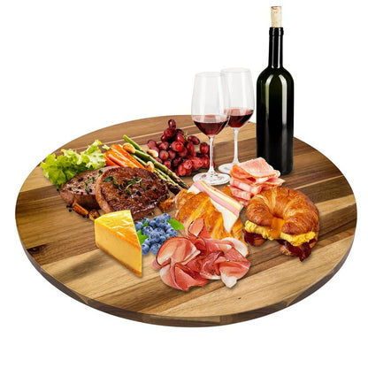 26'' Acacia Wooden Lazy Susan with 360 Rotation for Dining Table Top,Extra Large Wooden Serving Tray with Heavy Duty Rotating Wheel for Kitchen,Dining Table