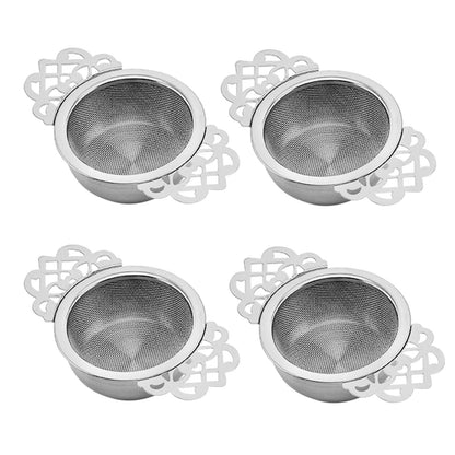 Tea Drain Strainer 304 Stainless Steel Loose Tea Infusers Strainers Mesh Tea Infuser Stainless Steel Loose Leaf Tea Filter with Handles for Loose Tea Juice Coffee Filter(4Pcs)