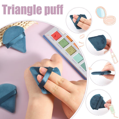 Pimoys 6 Pieces Powder Puff Face Makeup Sponge Soft Velour Triangle Powder Puffs Beauty Sponge Stocking Stuffers for Loose Powder (Black, Pink)