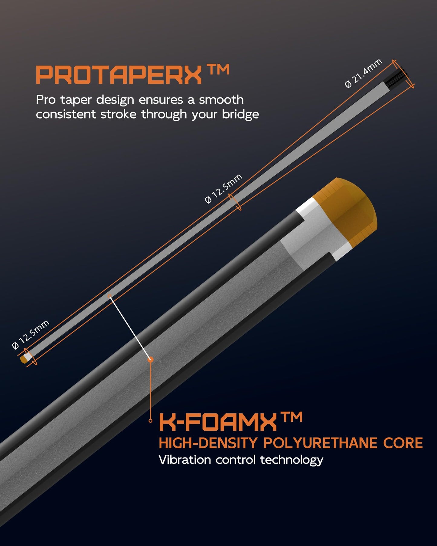 KONLLEN Carbon Fiber Pool Cue 2.0, 58-inch Low Deflection Billiard Stick for Adults with 12.5mm Tip and Pro Taper