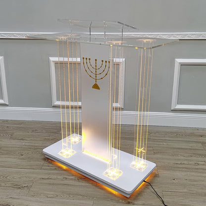 DHXIAMZ Clear Acrylic Church Forum Lectern Podium Stand with Foot Wheel Reading Table