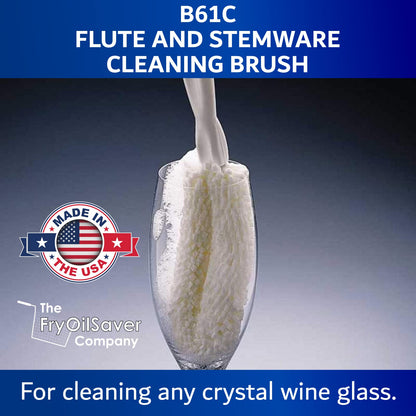Set of 2 Crystal Stemware & Goblet Glass Cleaning Brush Kit - Non-Scratch Foam Wine Glass Brushes for Washing Glasses, Decanter, Mug, Stemware - for Home, Restaurant, Bar, Hotel - by FryOilSaver Co.