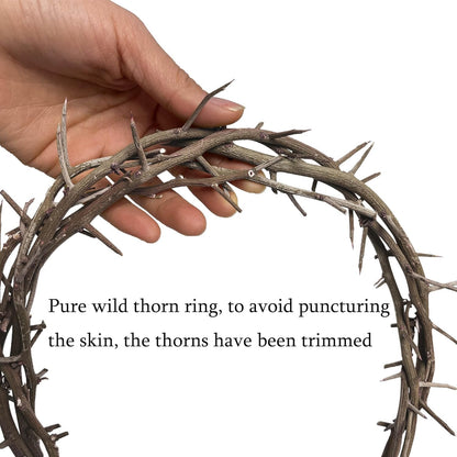 Skiennix Crown of Thorns Set - 5 Pcs with 8'' Jesus Thorn Crown & 3 Crucifix Nails | Easter Christian Decor