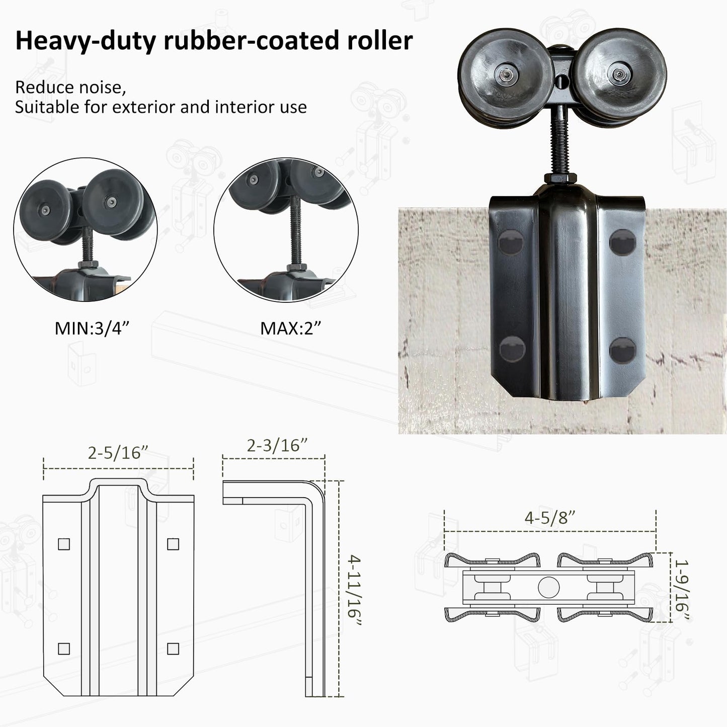 DIYHD 16FT Ceiling Mount Outdoor Double Sliding Barn Door Hardware,Heavy Duty Box Track Kit for Exterior Use,Max Load 300lbs,Fit 2 X48 in Doors (Hardware Only,No Door)
