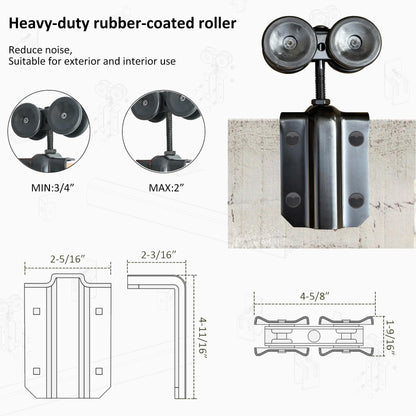 DIYHD 16FT Ceiling Mount Outdoor Double Sliding Barn Door Hardware,Heavy Duty Box Track Kit for Exterior Use,Max Load 300lbs,Fit 2 X48 in Doors (Hardware Only,No Door)