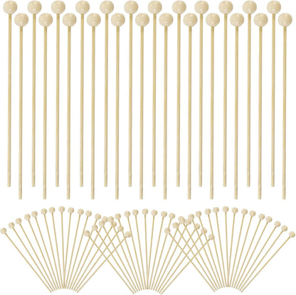 100PCS 6inch Rock Candy Sticks, Wood Swizzle Sticks for Hard Rock Candy, Cake Sticks & Drink Stirrer