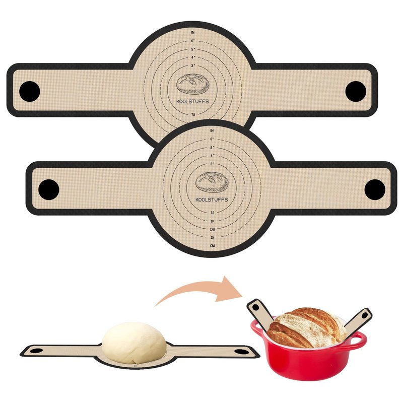 Silicone Bread Sling for Dutch Oven, 2 PCS Non-Stick & Easy to Clean Reusable Silicone Bread Baking Mat with Long Handles, Easy Transfer Sourdough
