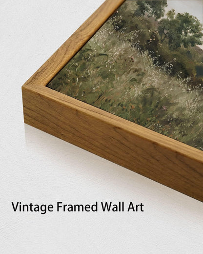 OIQArt Framed Vintage Landscape Wall Art - Natural Scenery Oil Painting Canvas Prints for Kitchen Bedroom Living Room