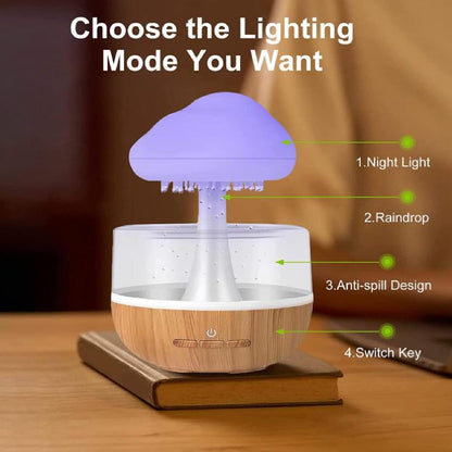 Rain Clouds Humidifier, Micro Humidifier Water Drip Essential Oil Diffuser with 7 LED Light for Home Office Bedside