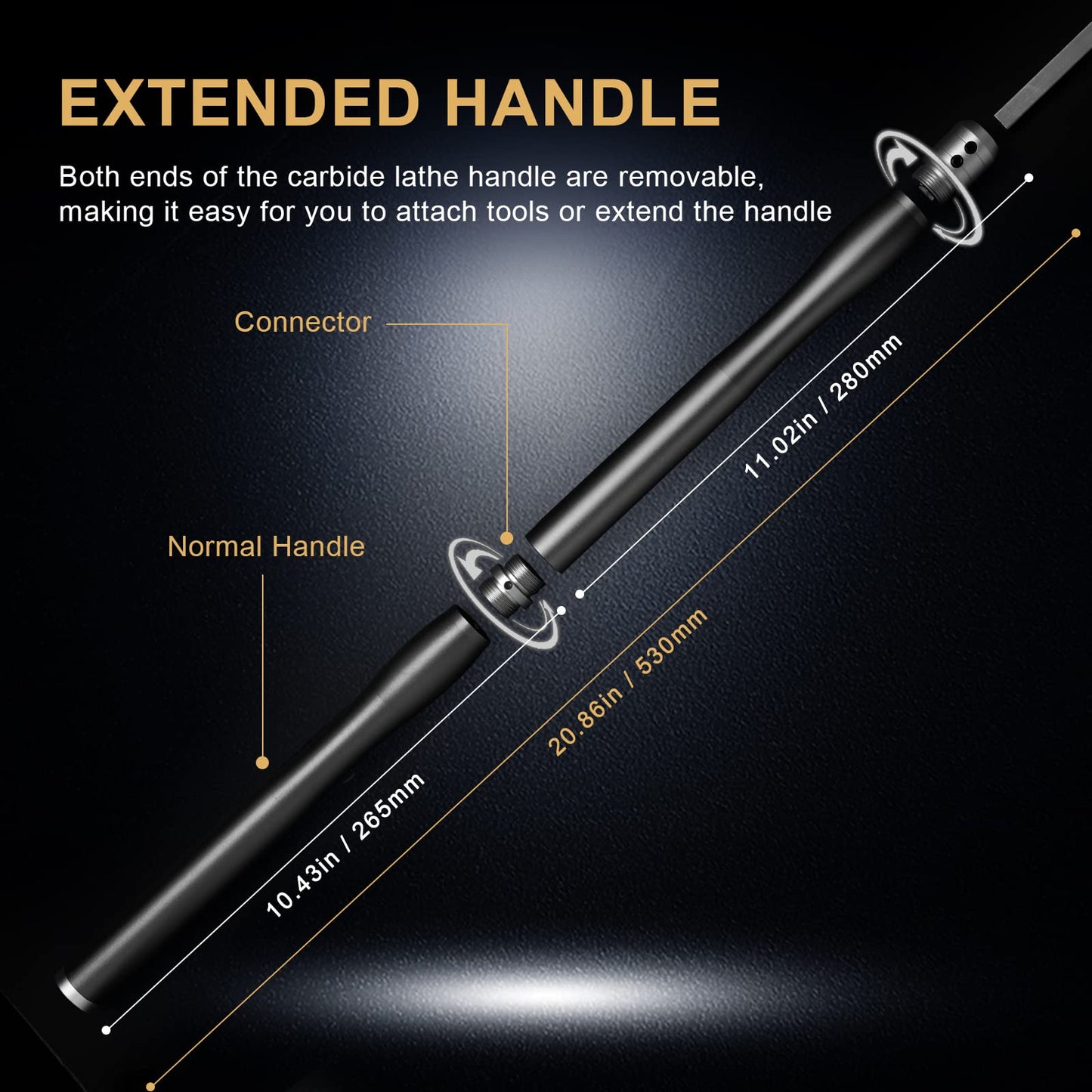 Lathe Tools,Wood Lathe Tools with Removable Handle, 【Latest Upgraded】Turning Tool with Adjustable Connector including Swan Neck Hollower, Rougher, Finisher(Alloy Tool Set) Black