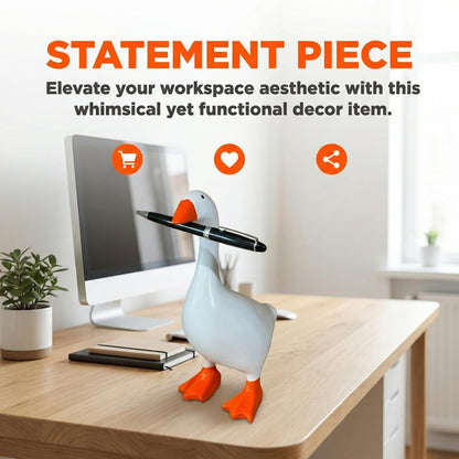 PetiKnot 7 Inch Desk Goose Statue – Cute Resin Desktop Goose Figurine for Desk Decor, for Holidays and Housewarming