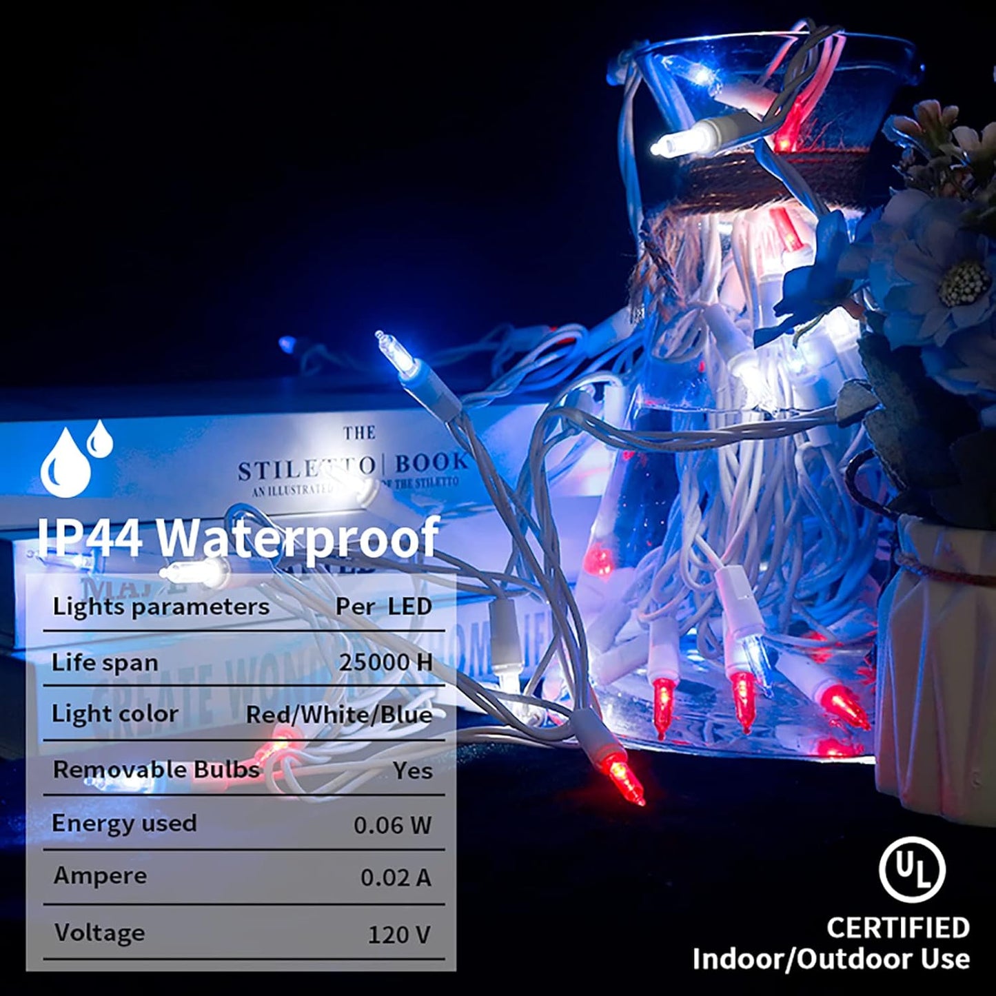35 Count 4th 11 Red White and Blue LED Christmas Lights - of July String Lights for Small Tree, Crafts, Independence