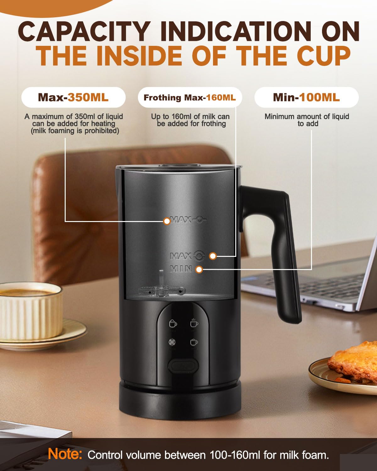 Torlaist Milk Frother and Steamer, 4-in-1 Automatic Electric Milk Frother 11.8oz/350 ml, Instant Hot and Cold Foam Maker, Milk steamer Heater Foamer Warmer for Coffee, Cappuccino, Macchiato, Latte