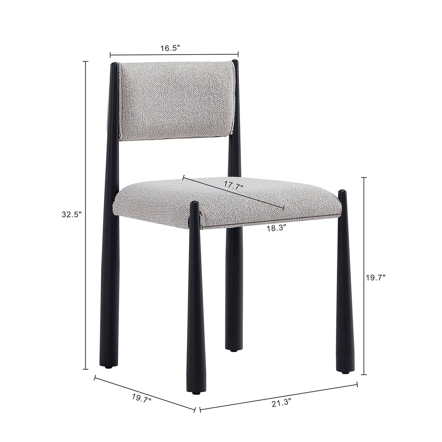 Manhattan Comfort Lennor Dining Chairs Set of 2, Upholstered in Boucle Fabric, Side Seating with Metal Frame, Mid Century Modern Accent, Fully Assembled Furniture, Champagne