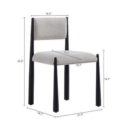 Manhattan Comfort Lennor Dining Chairs Set of 2, Upholstered in Boucle Fabric, Side Seating with Metal Frame, Mid Century Modern Accent, Fully Assembled Furniture, Champagne