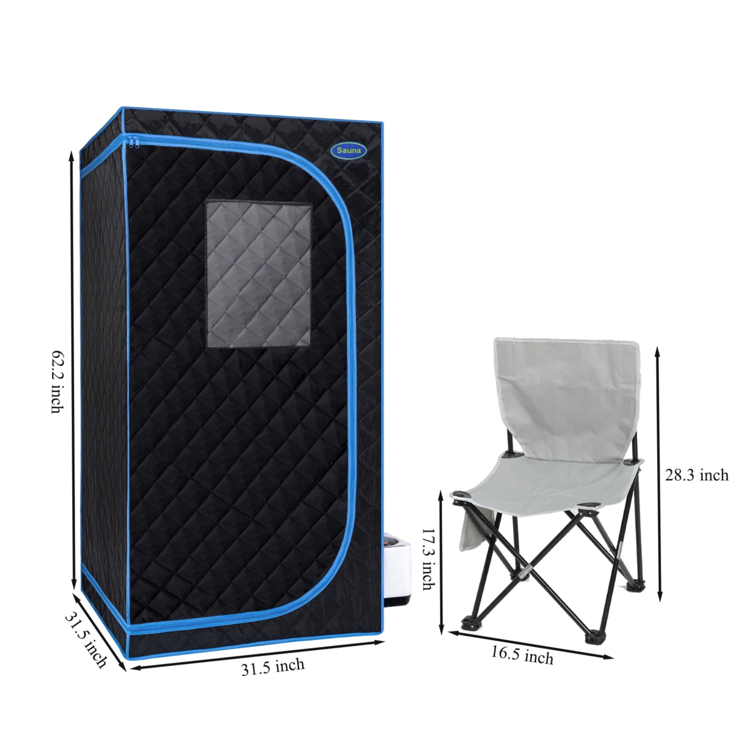Portable Black Full Size Steam Sauna Tent - Personal Home Spa with Steam Generator, Remote Control, and Foldable Chair for Relaxation and Detox at Home