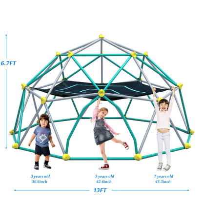 Merax 13FT Climbing Dome with Hammock, Outdoor Geometric Dome Climber Play Center for Kids 3-10 Supporting 1000 lbs, Easy Assembly Jungle Gym