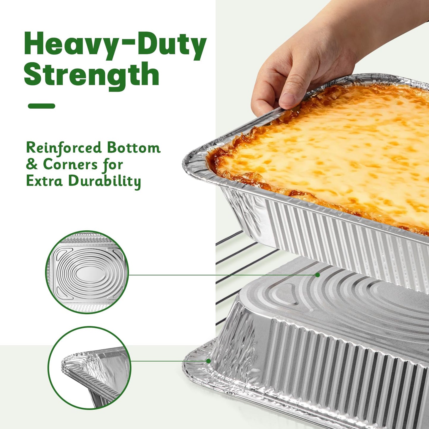 Boxential 9x13 Aluminum Pans [40 Pack], Extra Heavy Duty Half Size Disposable Aluminum Foil Pans, Deep Baking Pans for Cooking, Roasting, Heating, and Steam Tables