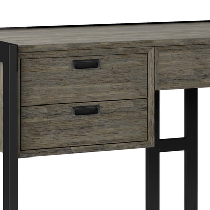 SIMPLIHOME Hampden SOLID ACACIA WOOD Modern Industrial 60 Inch Wide Desk in Weathered Grey, For the Office Desk, Writing Table, Workstation and Study Table
