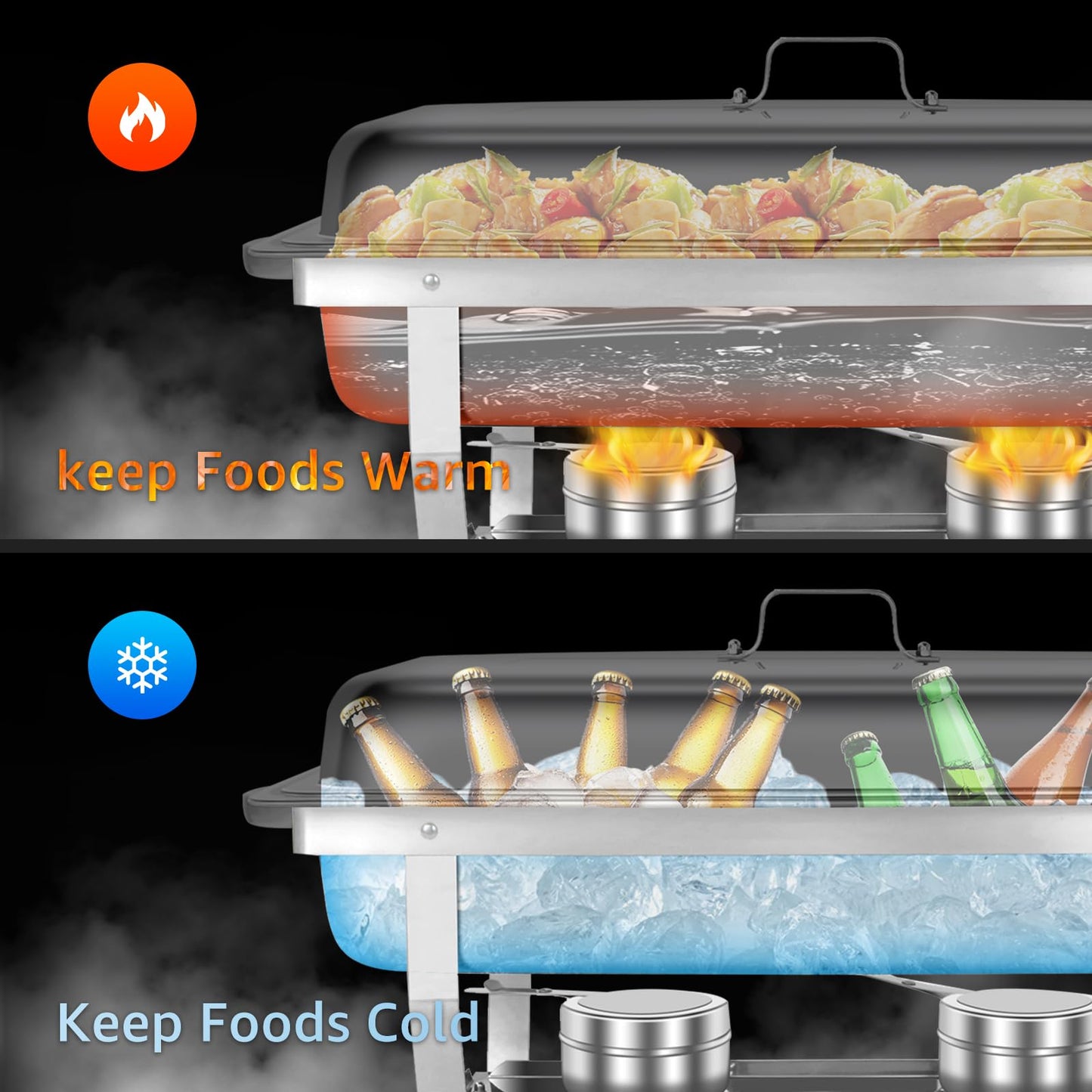 Jacgood Chafing Dishes for Buffet, 4 Pack 8QT Chafers and Buffet Warmers Sets for Parties, Catering, Weddings, Christmas, Events Serving, Silver