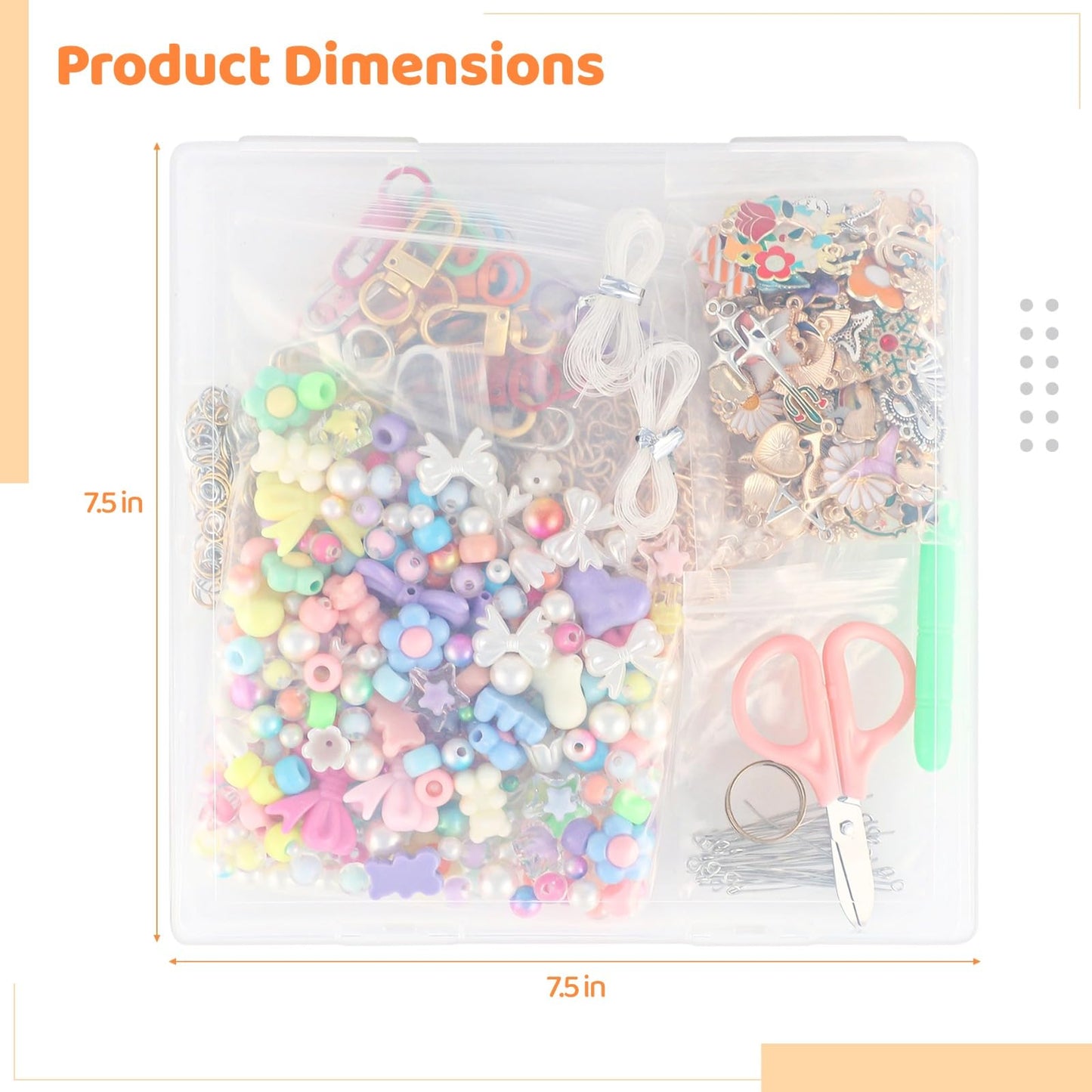 COSYOO DIY Keychain Making Kit, Includes 300pcs Colorful Beads 100pcs Charms, Bulk Cute Beaded Keychain Phone Bag Charm Complete Set for Beginners Jewelry Making Accessories Supplies