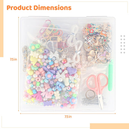 COSYOO DIY Keychain Making Kit, Includes 300pcs Colorful Beads 100pcs Charms, Bulk Cute Beaded Keychain Phone Bag Charm Complete Set for Beginners Jewelry Making Accessories Supplies