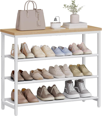 3 4-Tier Closet 9-12 WN94XJ01 HOOBRO Shoe Rack with PU Shelves, Shoe Storage Organizer for and Entryway, Holds Pairs