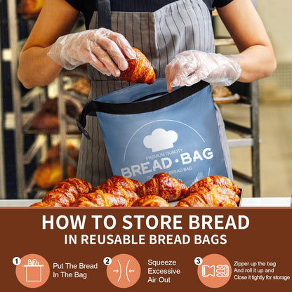 Bread Bags for Homemade with Beeswax Wrap - Zipper Reusable Bread Bag for Sourdough 2-Pack, Reusable Food Storage Bag to Keep Sourdough Fresh, Freezer-Safe, Eco-Friendly (Orange&Grey)