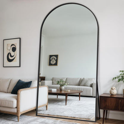 Novlux Full Length Mirror, 81" x 41" Arched Full Body Mirror Large Standing Floor Mirrors, Mirrors for Bedroom, Bathroom, Living Room Standing or Wall Leaning, Black